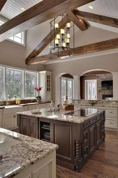 Granite and Wood countertops two different countertops in kitchen