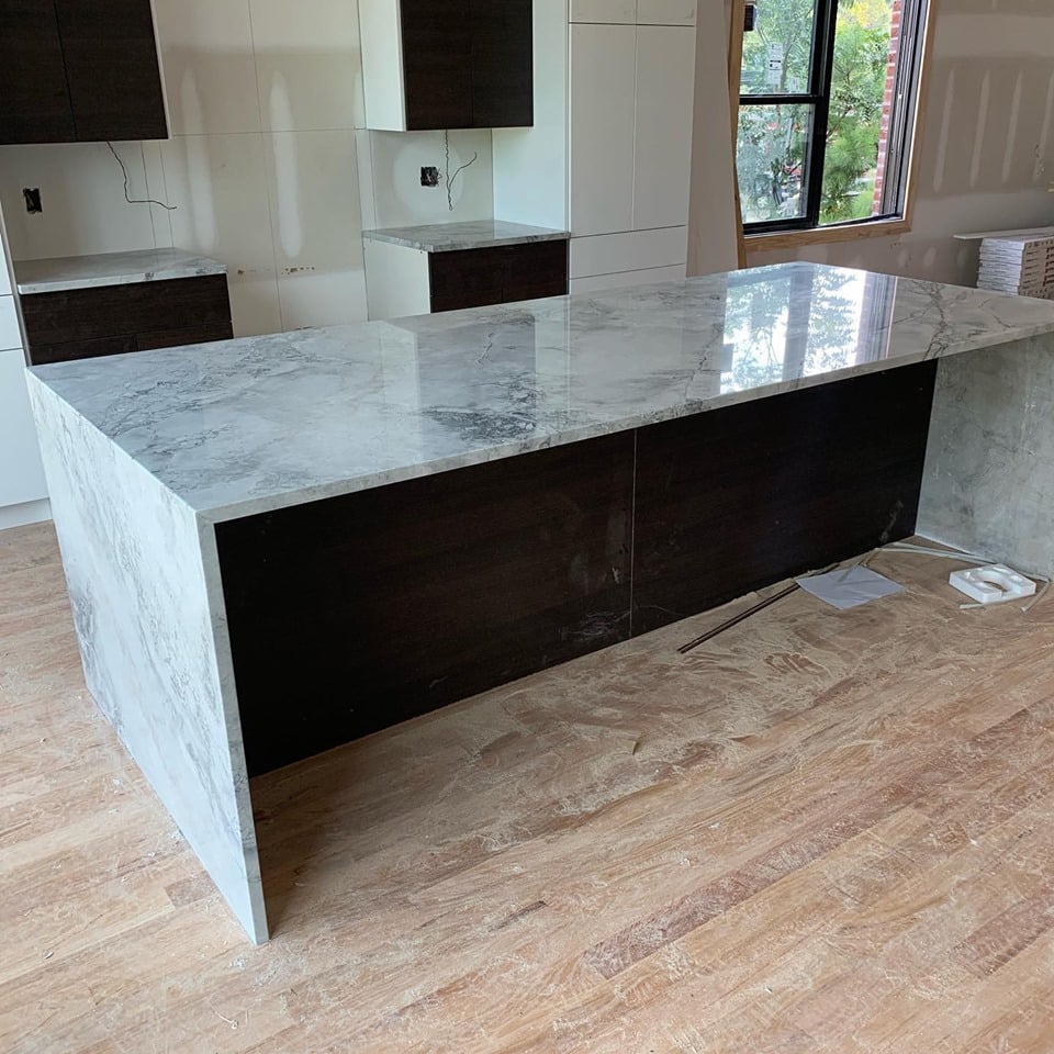 Kitchen quartzite benchtop that is made of natural stone quartzite