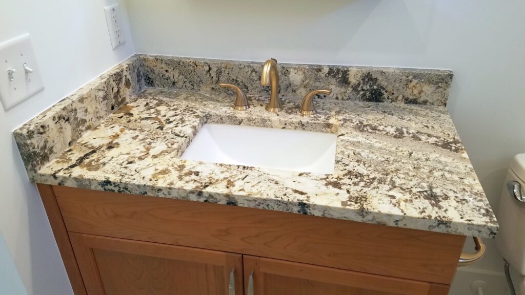 An example of installing a granite countertop on a sink