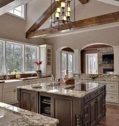 Granite and Wood countertops two different countertops in kitchen