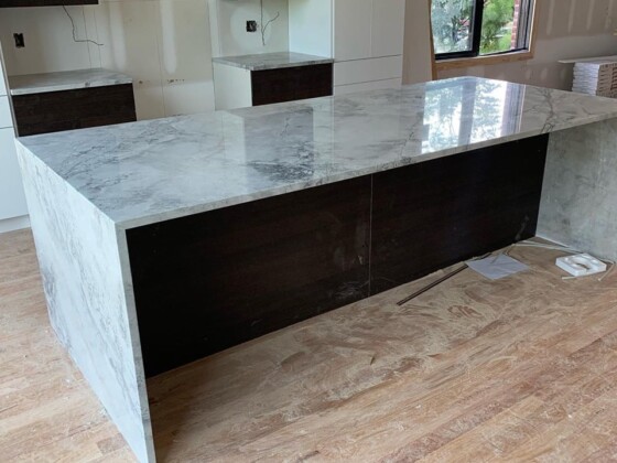 Kitchen quartzite benchtop that is made of natural stone quartzite