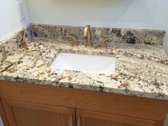 An example of installing a granite countertop on a sink