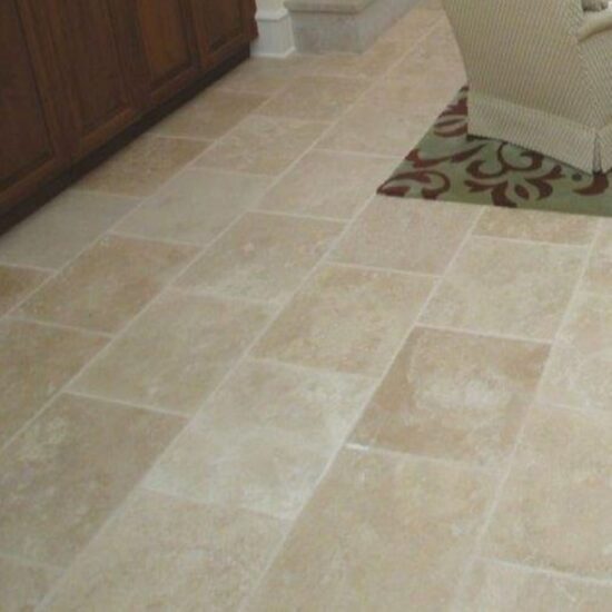 Brushed Classic Travertine French Pattern on floor natural stone