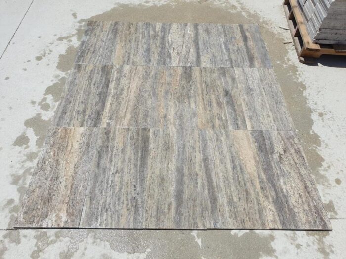 Vein cut silver travertine honed