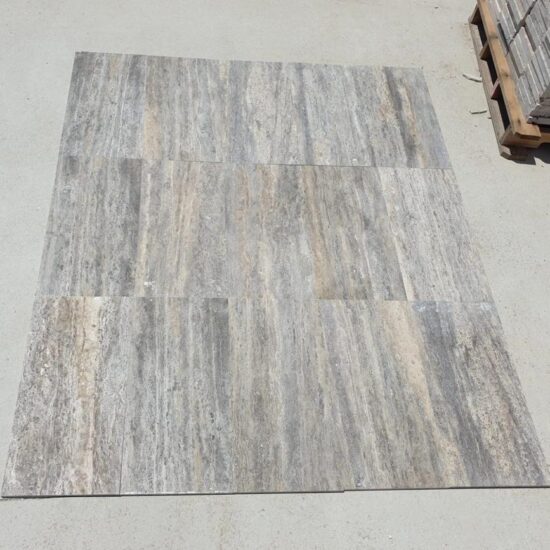 Vein cut silver travertine honed