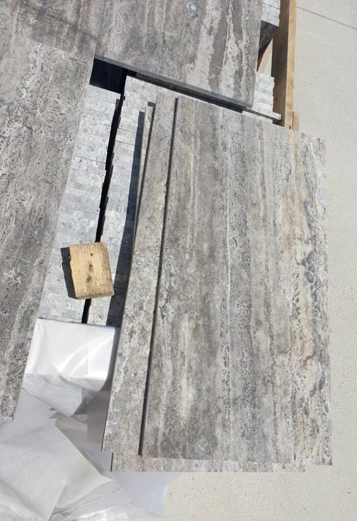 Vein cut silver travertine honed