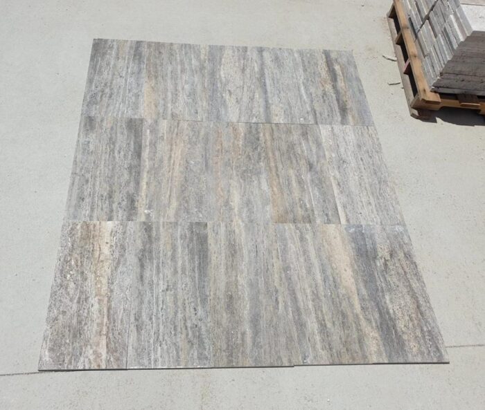 Vein cut silver travertine honed