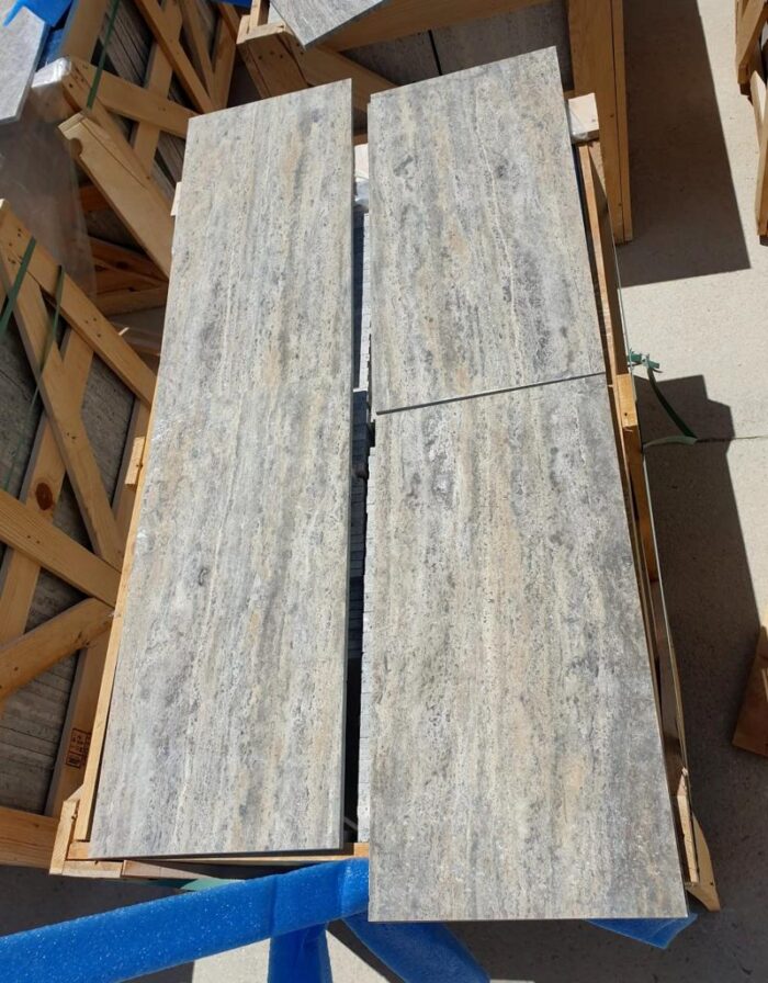 Vein cut silver travertine honed