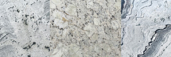 Panoramic white granite with dark veining