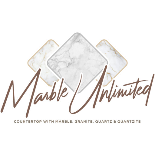Marble Unlimited logo with three marble tiles
