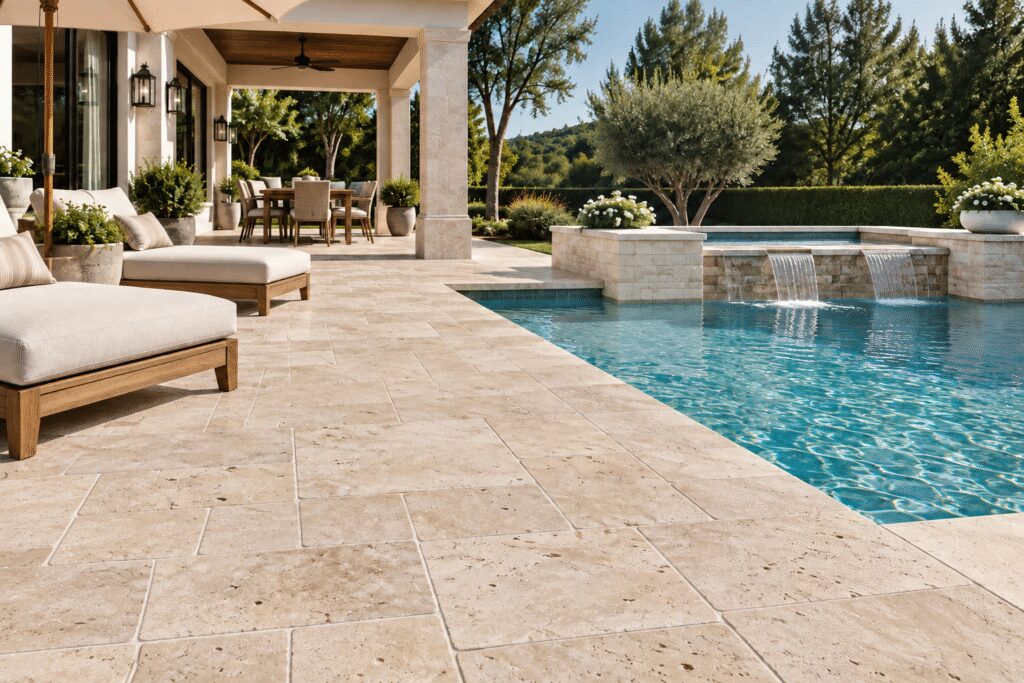 Classic Travertine French Pattern tumbled pavers