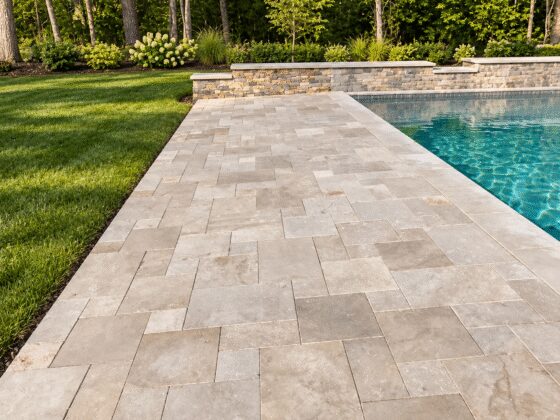 Classic travertine pool builder