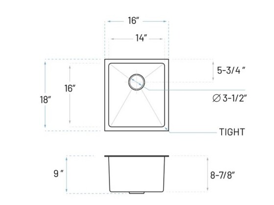 sink side view dimensions