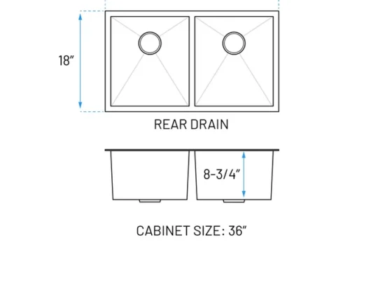 MUKH-3118-9-D-R0 sink top view dimensions