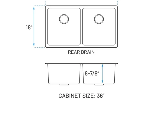 MUKH-3118-9-D-R20 sink top view dimensions