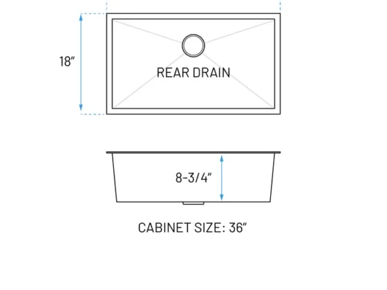 MU3118-9-S-R0 sink top view dimensions