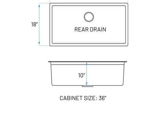 MUKHWS-3318-10-S-R15 sink top view dimensions