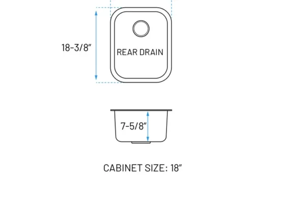 MUKSN-1518-8-S sink top view dimensions