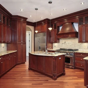 Elegant cherry wood kitchen with island