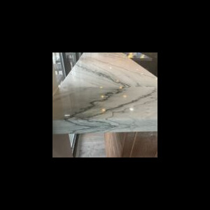 Polished marble countertop with gray veining