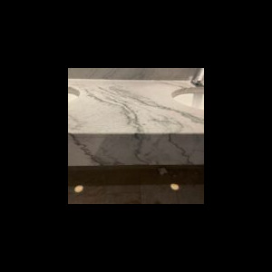 Marble bathroom countertop with two sinks