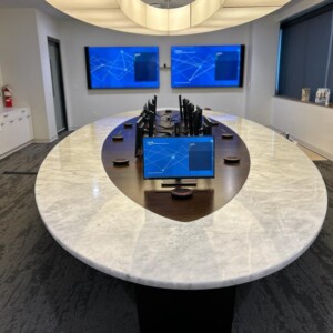 Oval conference table with marble edge
